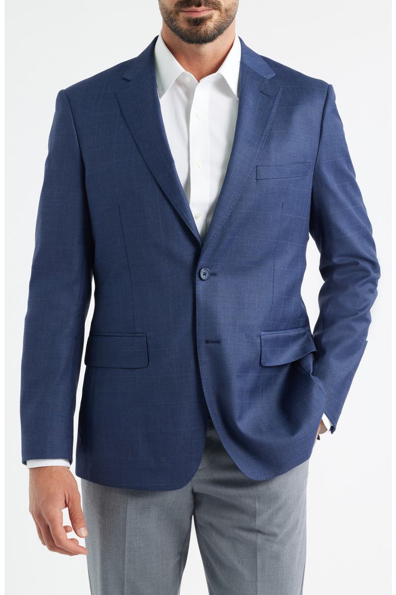 Navy Windowpane Check Wool Blend Suit Jacket, Main, color, NAVY