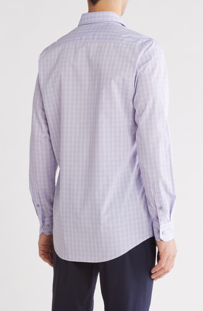 Perry Ellis Tonal Check Print Slim Fit Dress Shirt, Alternate, color, Lilac