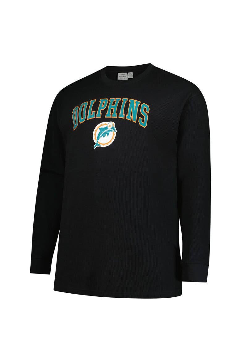 Men's Fanatics Black Miami Dolphins Big & Tall Throwback Thermal Long Sleeve T-Shirt, Alternate, color, Black
