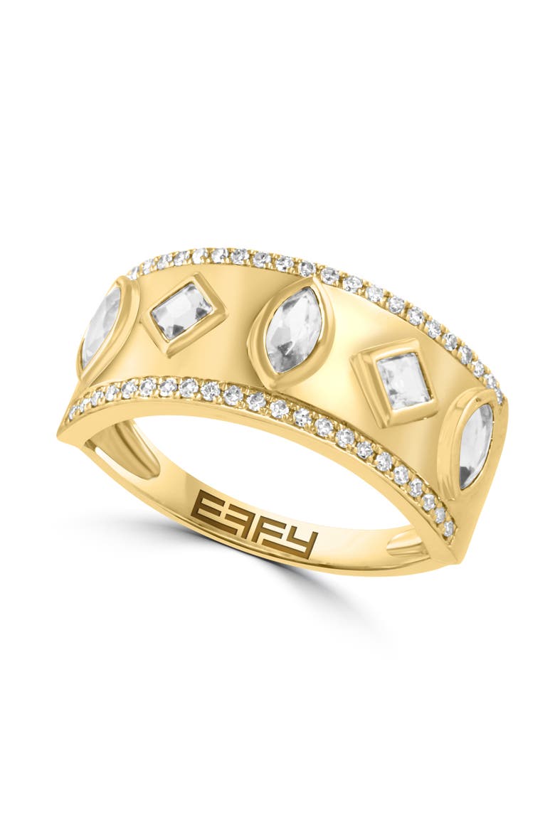 14K Yellow Gold Diamond White Topaz  Mosaic Band Ring, Main, color, 14K Gold