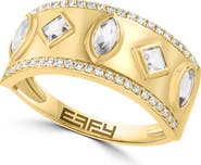 EFFY 14K Yellow Gold Diamond White Topaz Mosaic Band Ring