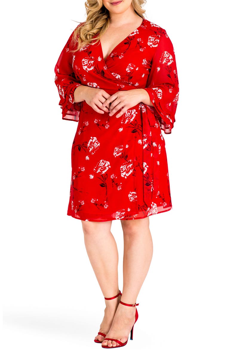 Lulu Wrap Dress, Alternate, color, RED TULIP PRINT