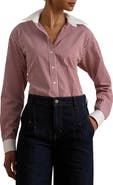 Lauren Ralph Lauren Stripe Cotton Broadcloth Button-Up Shirt