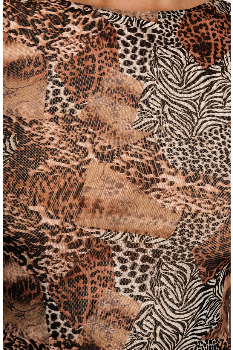 Animal Print Cap Sleeve Open Back Crop Top, Alternate, color, LEOPARD