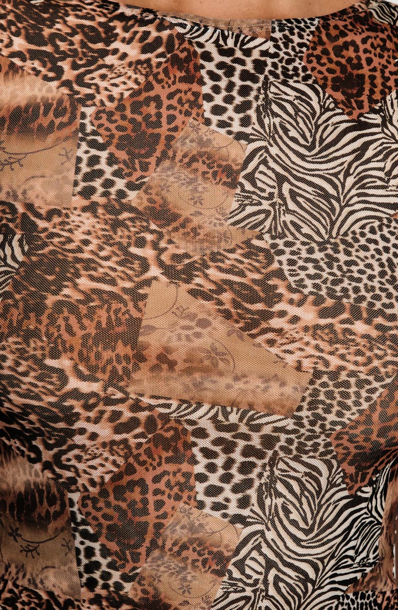 Princess Polly Animal Print Cap Sleeve Open Back Crop Top, Alternate, color, Leopard