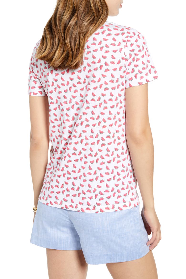 Watermelon Graphic Cotton Blend Tee, Alternate, color, WHITE MULTI WATERMELON PRINT