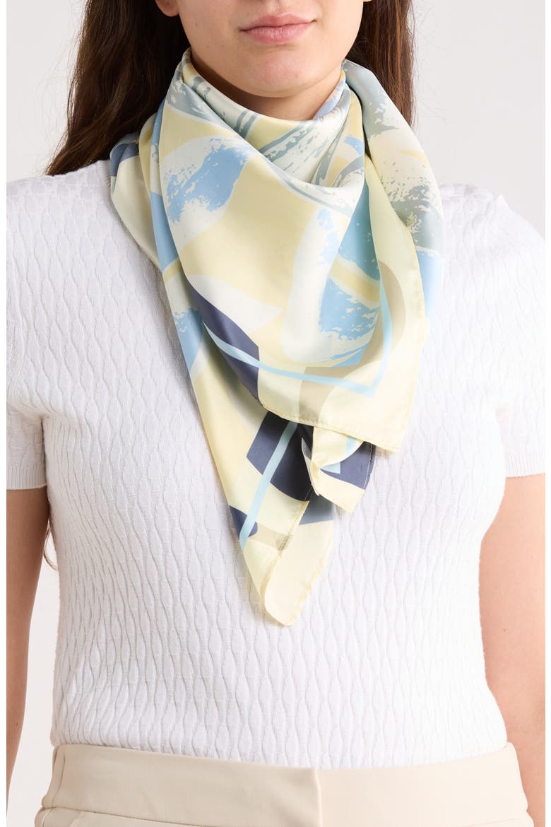 Floral Satin Scarf, Main, color, BLUE HORIZON FLORAL