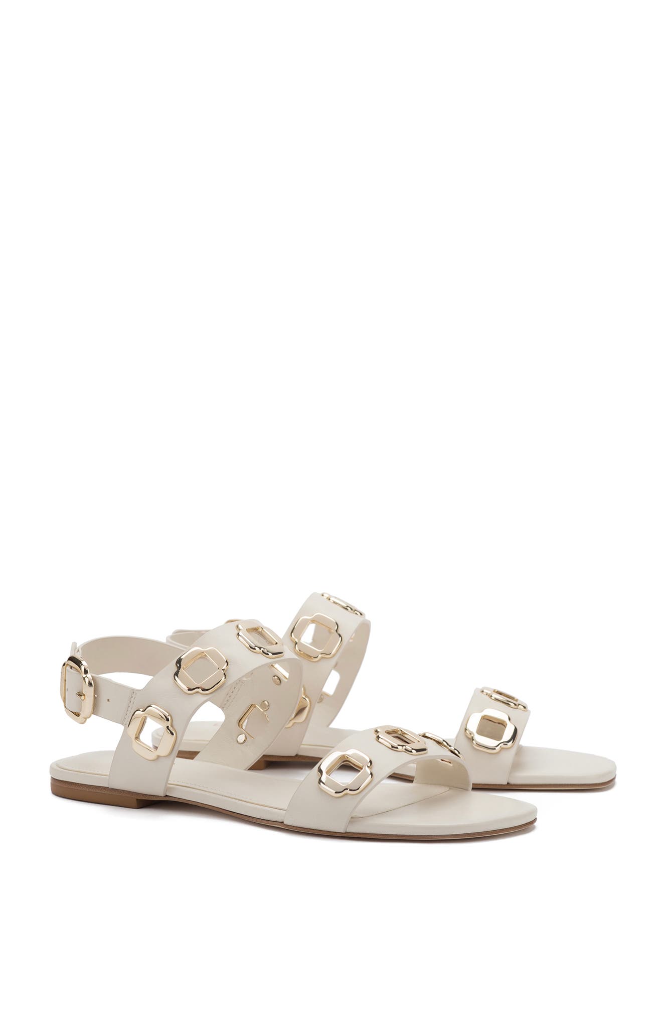 Larroudé Milan Flat Sandal, Alternate, color, Ivory