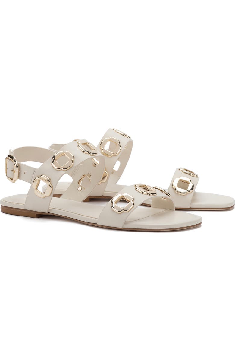 Larroudé Milan Flat Sandal, Alternate, color, Ivory