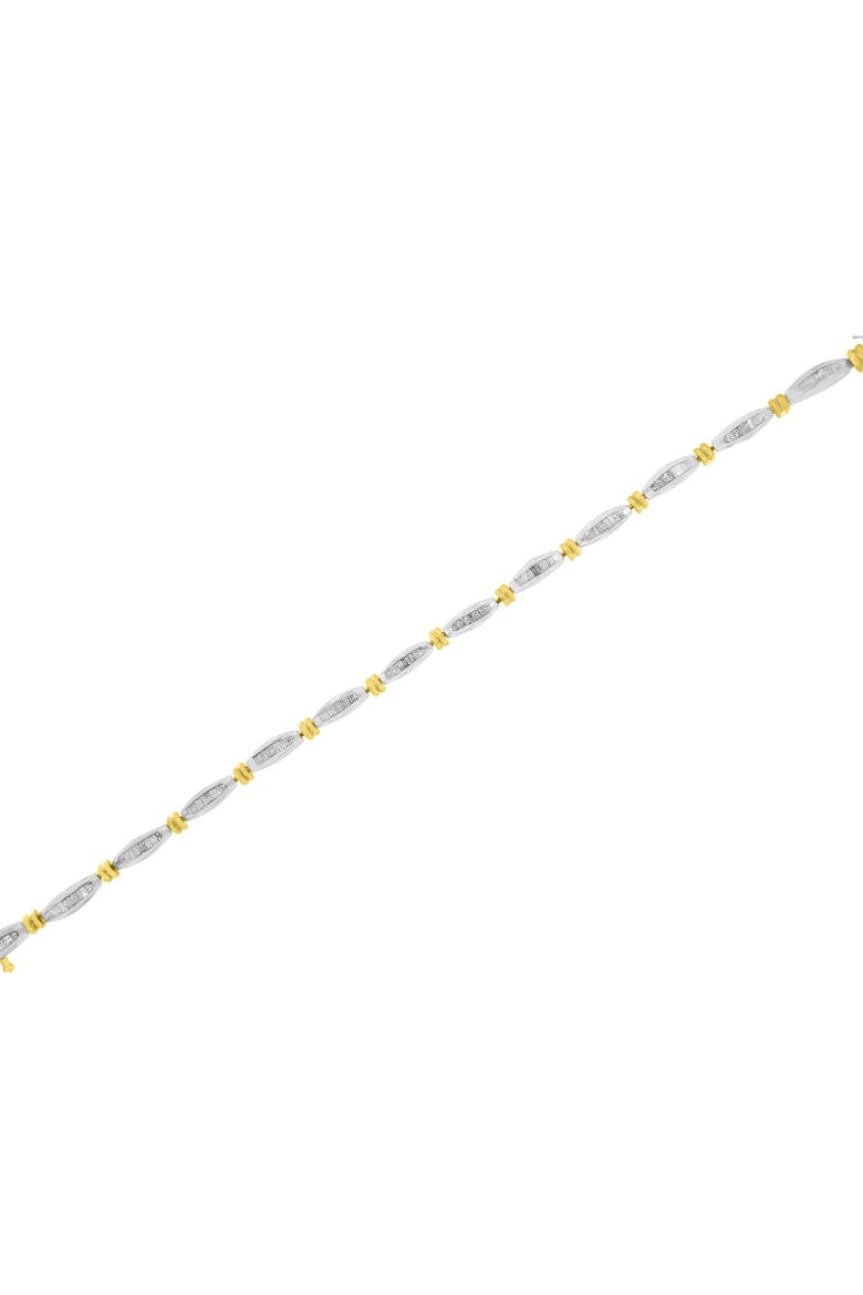 10K Two-Tone Gold 2.0 Cttw Baguette Diamond Channel Link Bracelet, Alternate, color, Yellow Gold