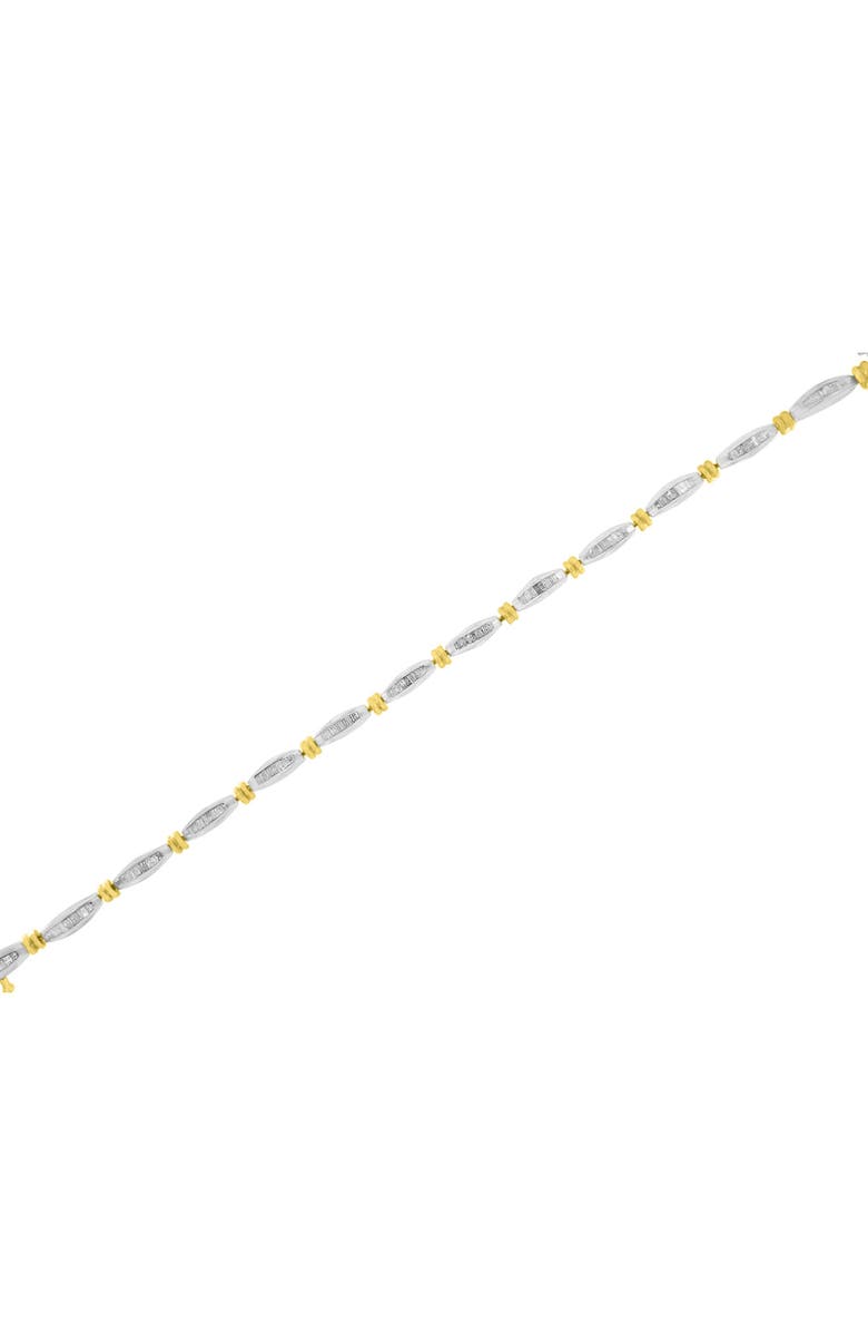Haus of Brilliance 10K Two-Tone Gold 2.0 Cttw Baguette Diamond Channel Link Bracelet, Alternate, color, Yellow Gold