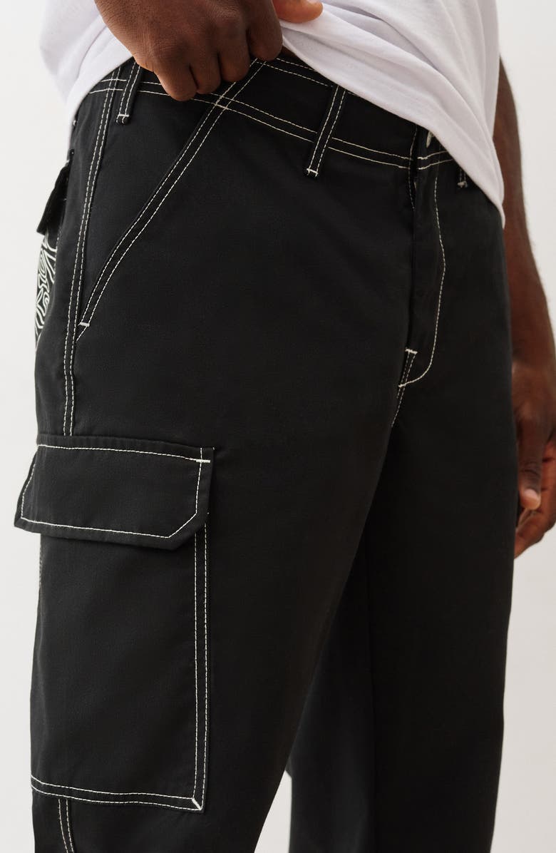 True Religion Horseshoe Outline Cargo Jeans, Alternate, color, Jet Black / Tr-V Red 2