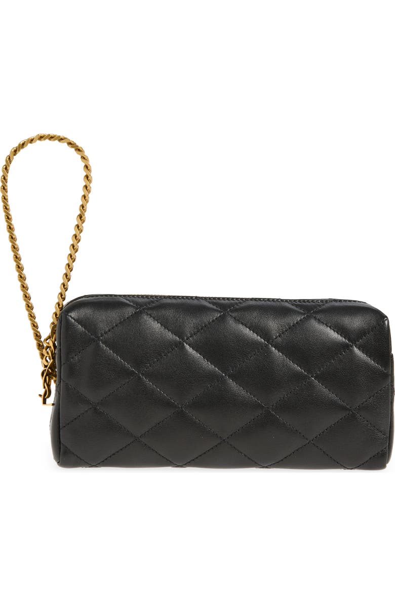 Saint Laurent Cassandre Bijou Matelassé Leather Wristlet, Main, color, Black