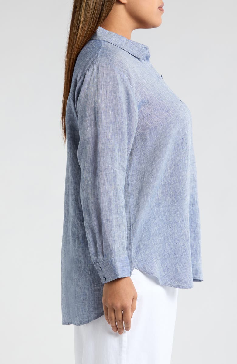 Eileen Fisher Classic Collar Organic Linen Button-Up Shirt, Alternate, color, 