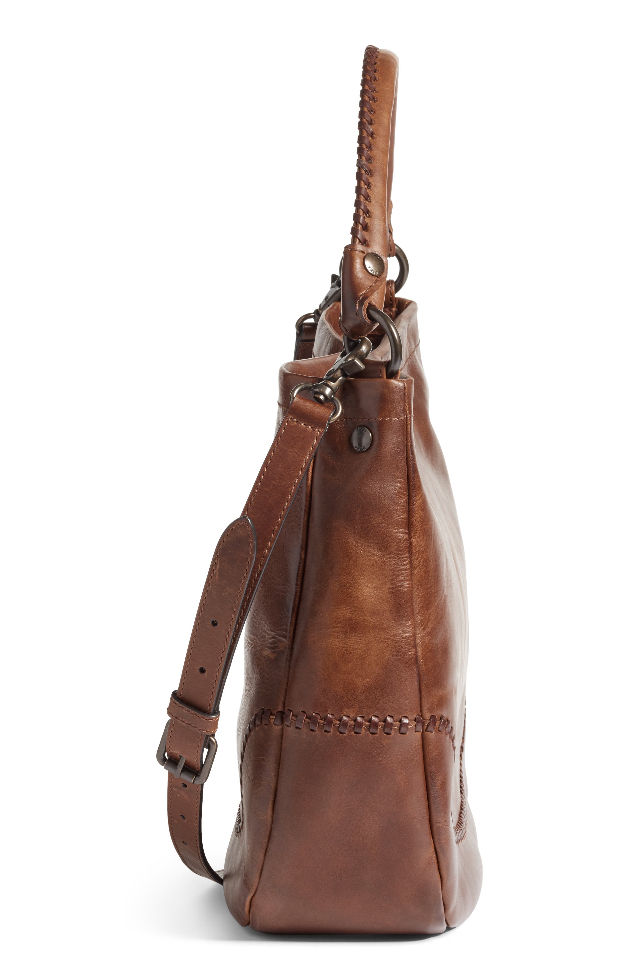 Frye Melissa Whipstitch Leather Hobo, Alternate, color, Cognac