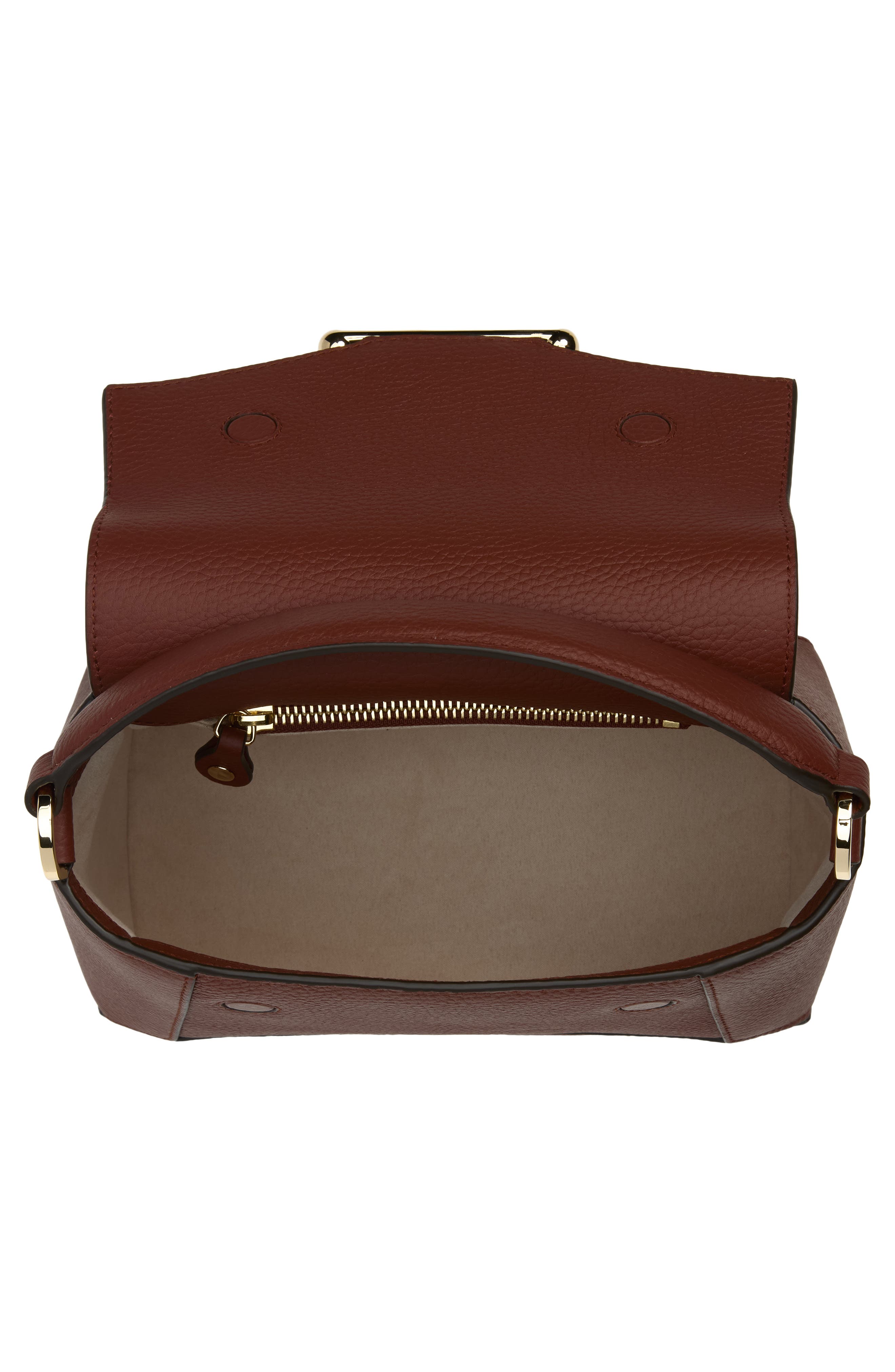 Mosaic Leather Top Handle Bag, Alternate, color, WALNUT