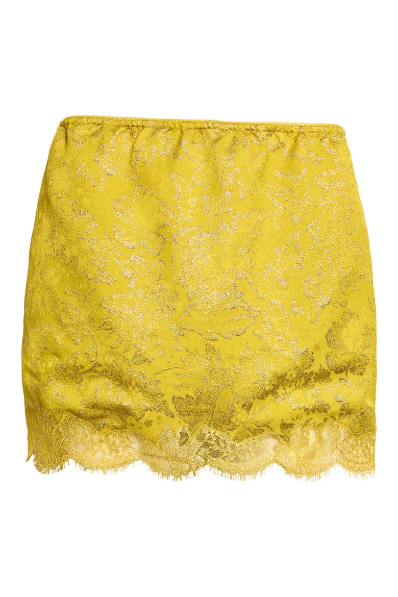 Baroque Jacquard & Lace Miniskirt, Alternate, color, JAUNE ACIDE OR