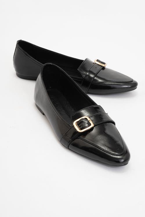 Forever & Always Shoes Zarina Pointed Toe Leather Flats In Black Patent Leather