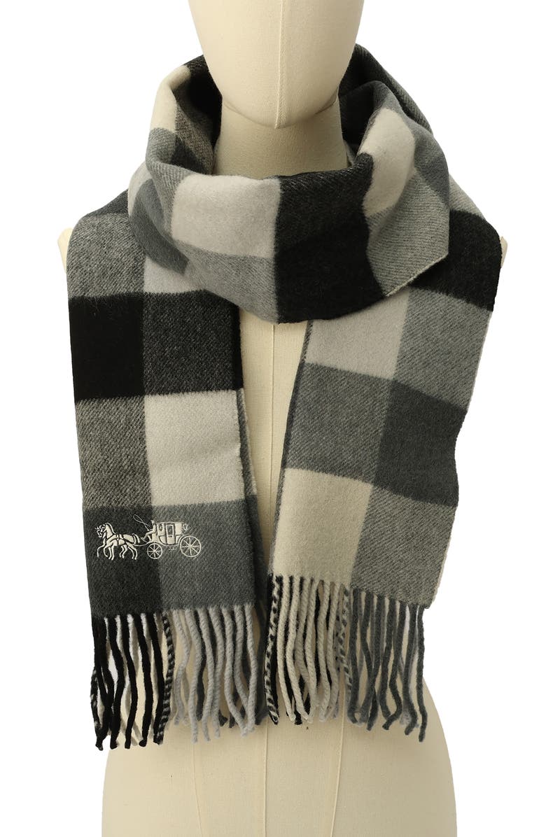 COACH Check Wool Scarf, Alternate, color,