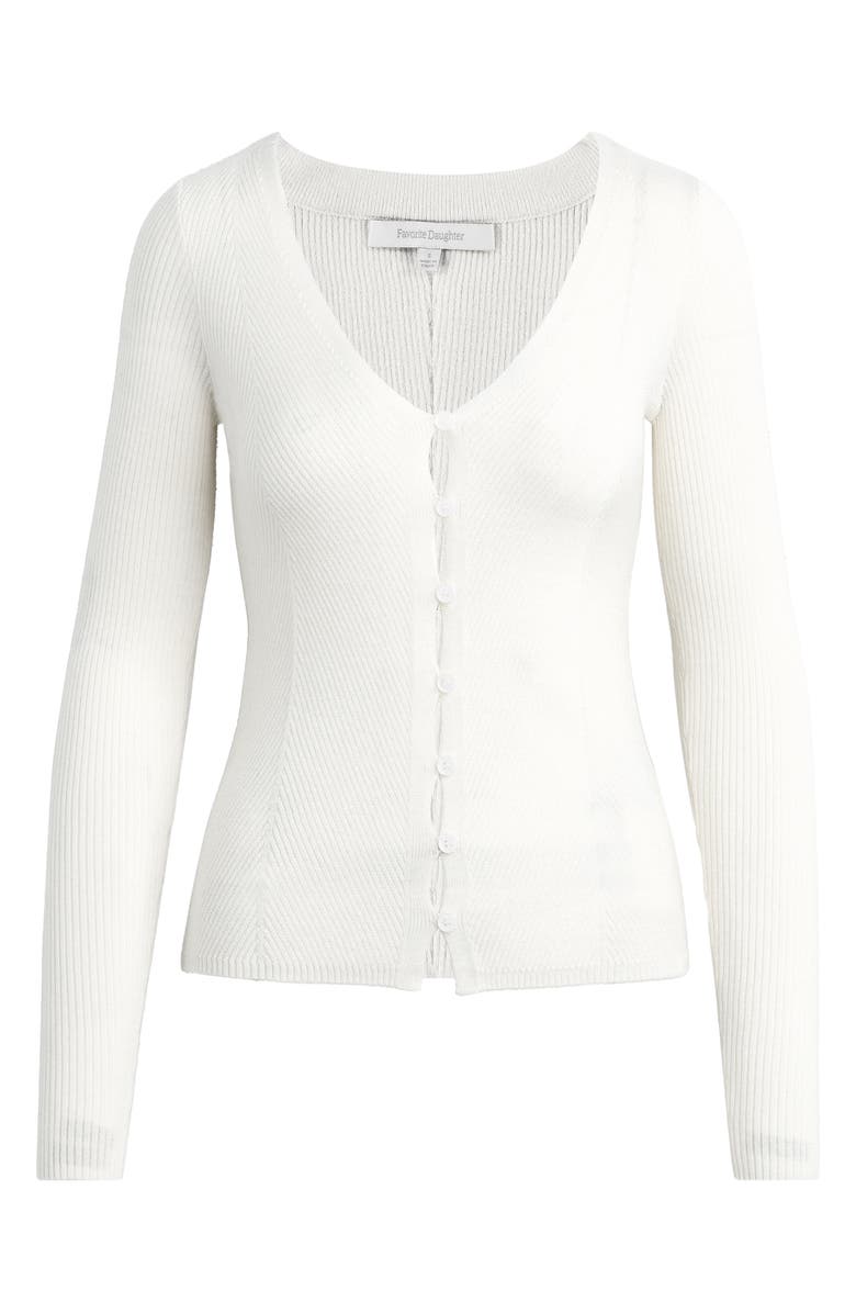 Favorite Daughter The Serena Rib Merino Wool Cardigan, Alternate, color, Ivory
