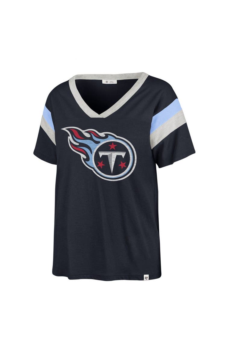 Women's '47 Navy Tennessee Titans Phoenix V-Neck T-Shirt, Main, color, Navy