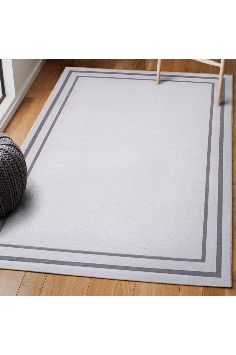 Sloane Classic 2-Stripe Border Washable Area Rug, Alternate, color, Grey/White