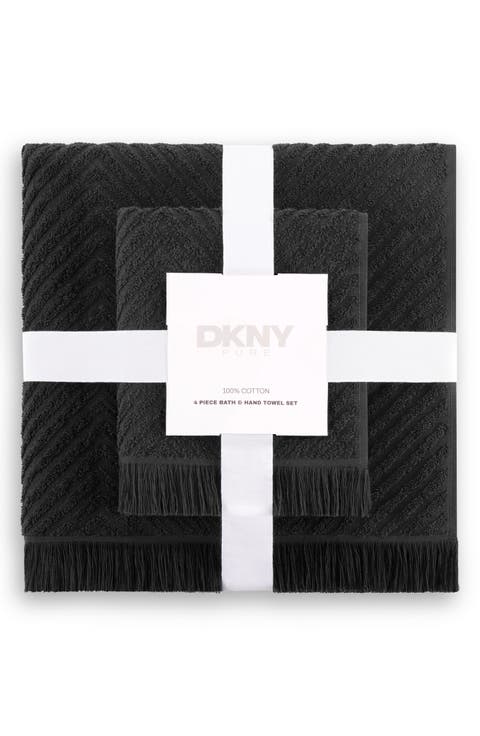4-Piece Herringbone Cotton Bath Towel & Hand Towel Set