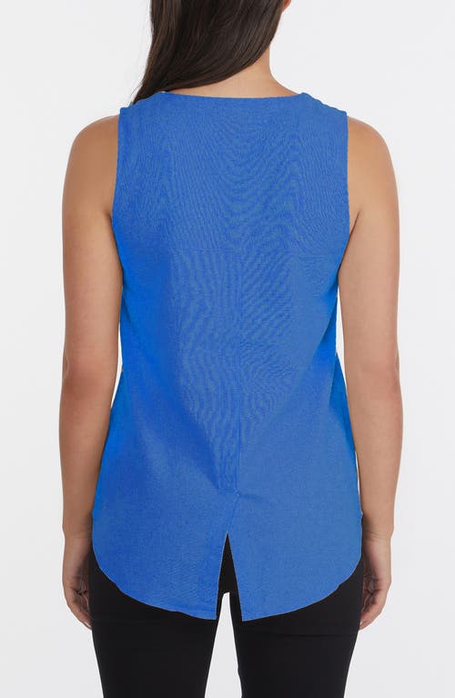 Ellen Tracy Sleeveless Zipper Detail Top In Azure