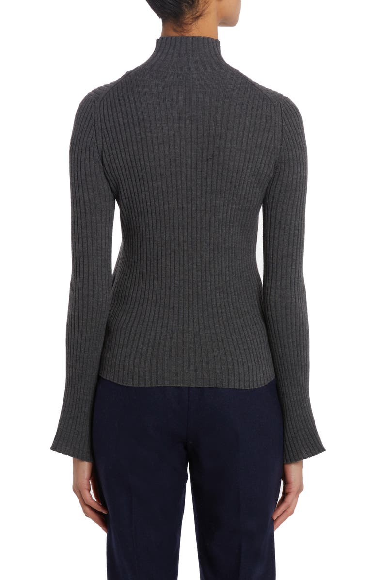 Moncler Turtleneck Virgin Wool Blend Rib Sweater, Alternate, color, 