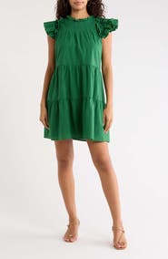 SUGARLIPS Lauren Tiered Cotton Shift Minidress