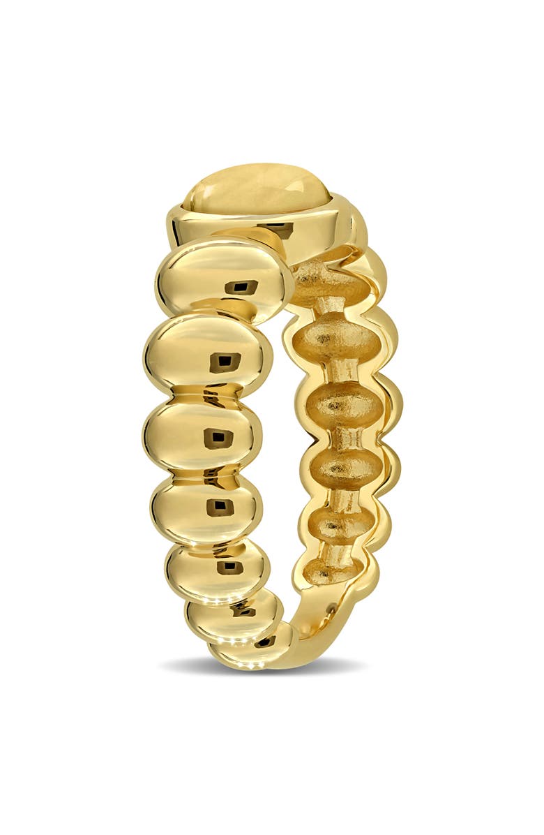 Julianna B. Citrine Oval Beaded Ring Yellow Plated Silver, Alternate, color, Citrine