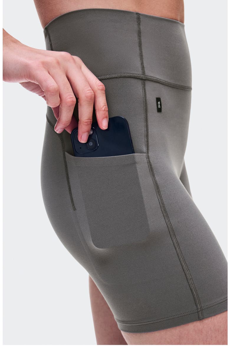 Studio High Waist Pocket Bike Shorts, Alternate, color, EMBER