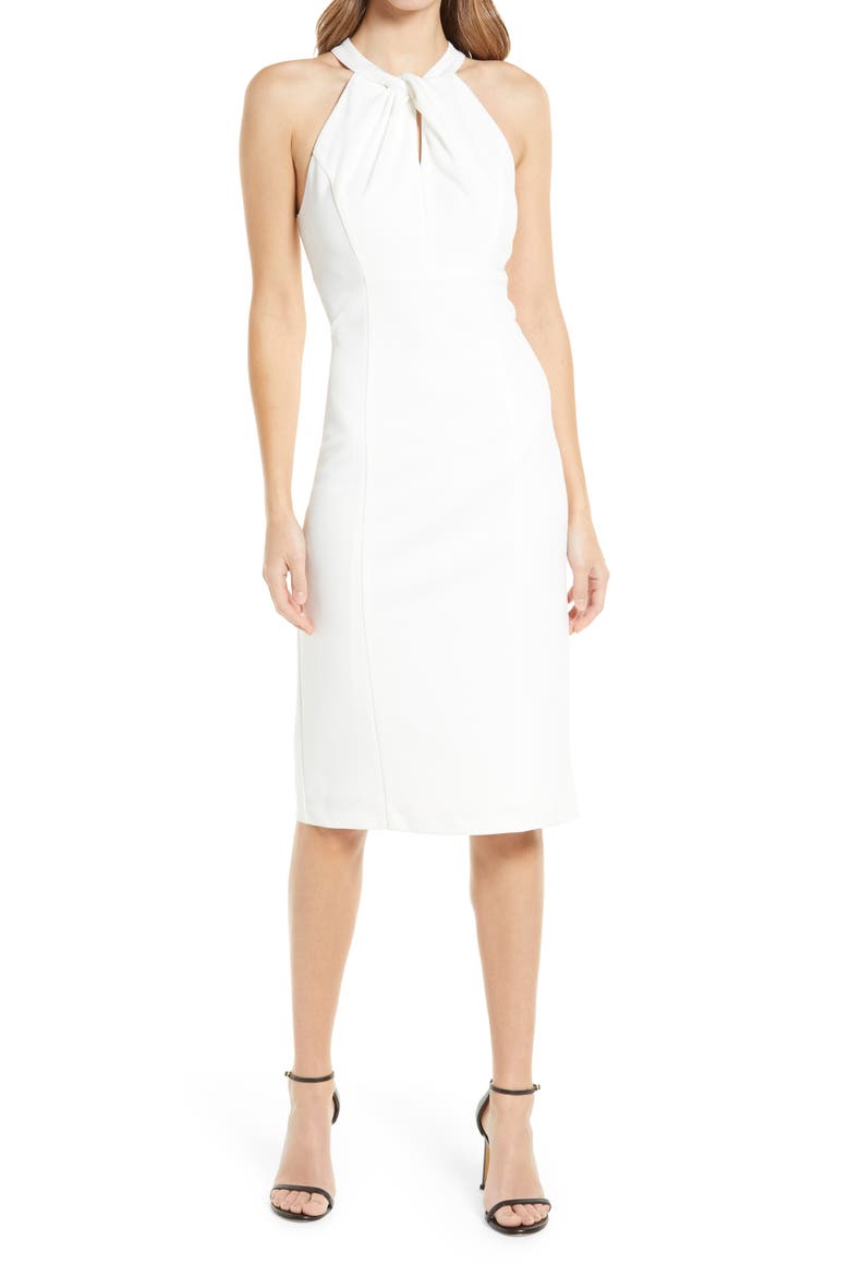Twist Neck Sheath Dress, Main, color, IVORY