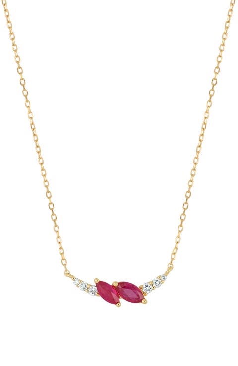 El Mar 18K Yellow Gold Ruby & Diamond Pendant Necklace