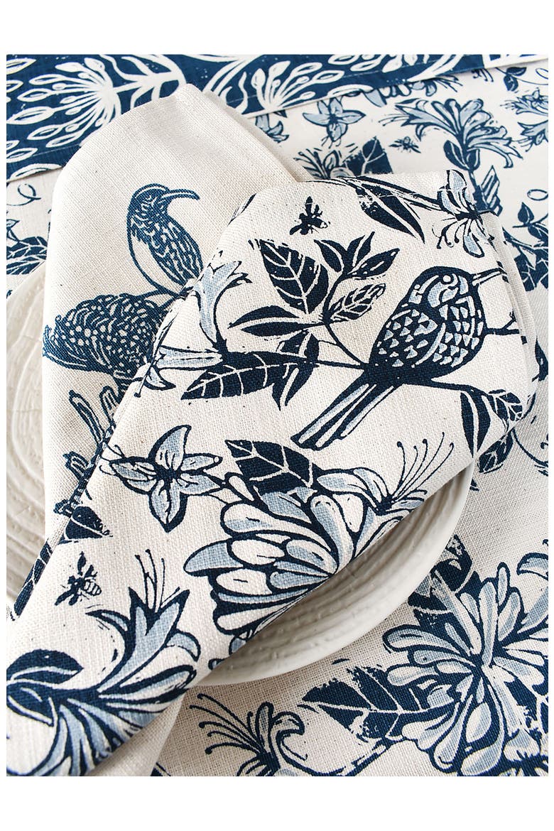 Honeysuckle Cotton Twill Dinner Napkins, Alternate, color, INDIGO