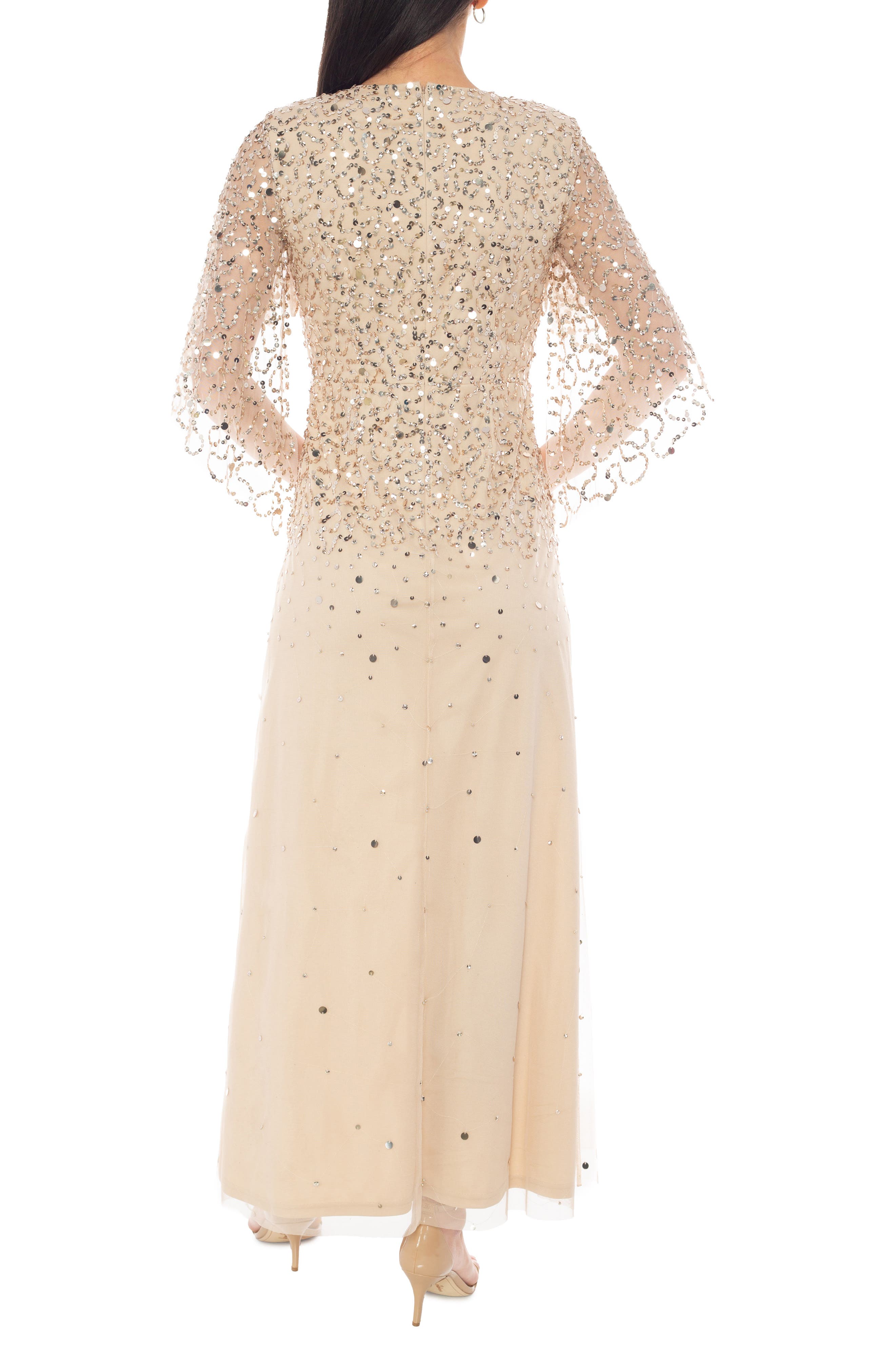 Sequin Flutter Sleeve Gown - image 2