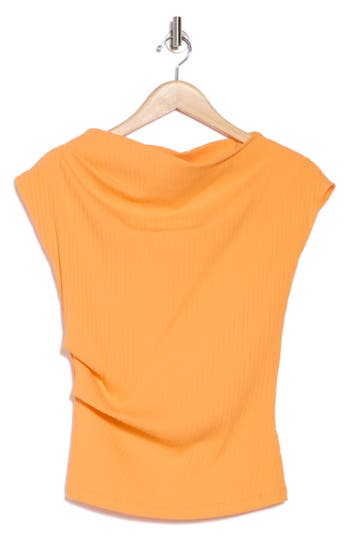 Renee C Rib Asymmetric Top In Orange