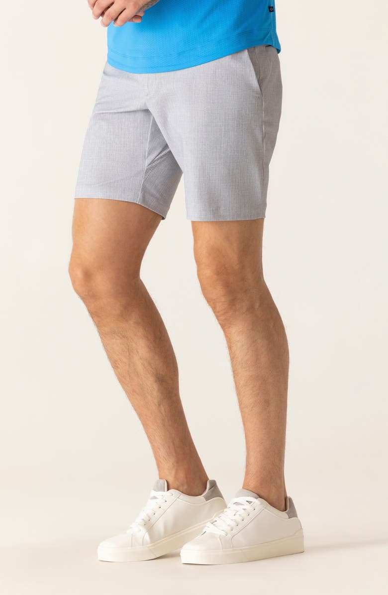 DEKE Galaxy 8.5-Inch Flat Front Knit Nylon Blend Bermuda Shorts, Alternate, color, Silver