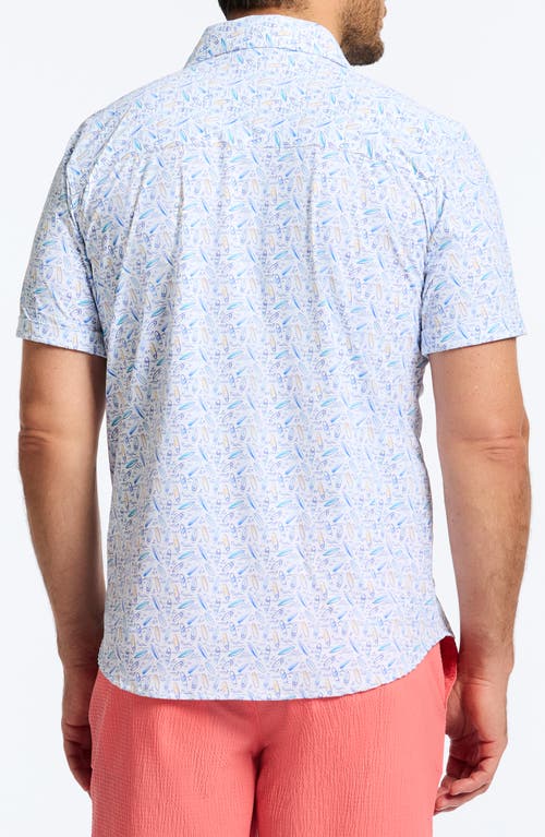 Robert Graham Riptide Classic Fit Board Print Short Sleeve Knit Button-up Shirt In Blue Multi