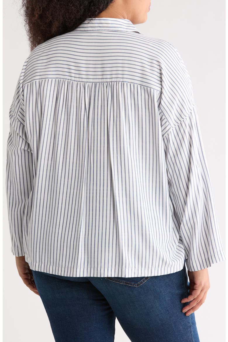 Stripe Button-Up Shirt, Alternate, color, OFF WHITE / INDIGO STRIPE