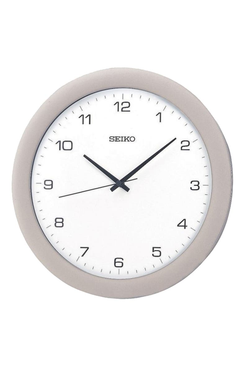 Seiko Metallic Silver Wall Clock, Main, color, Silver