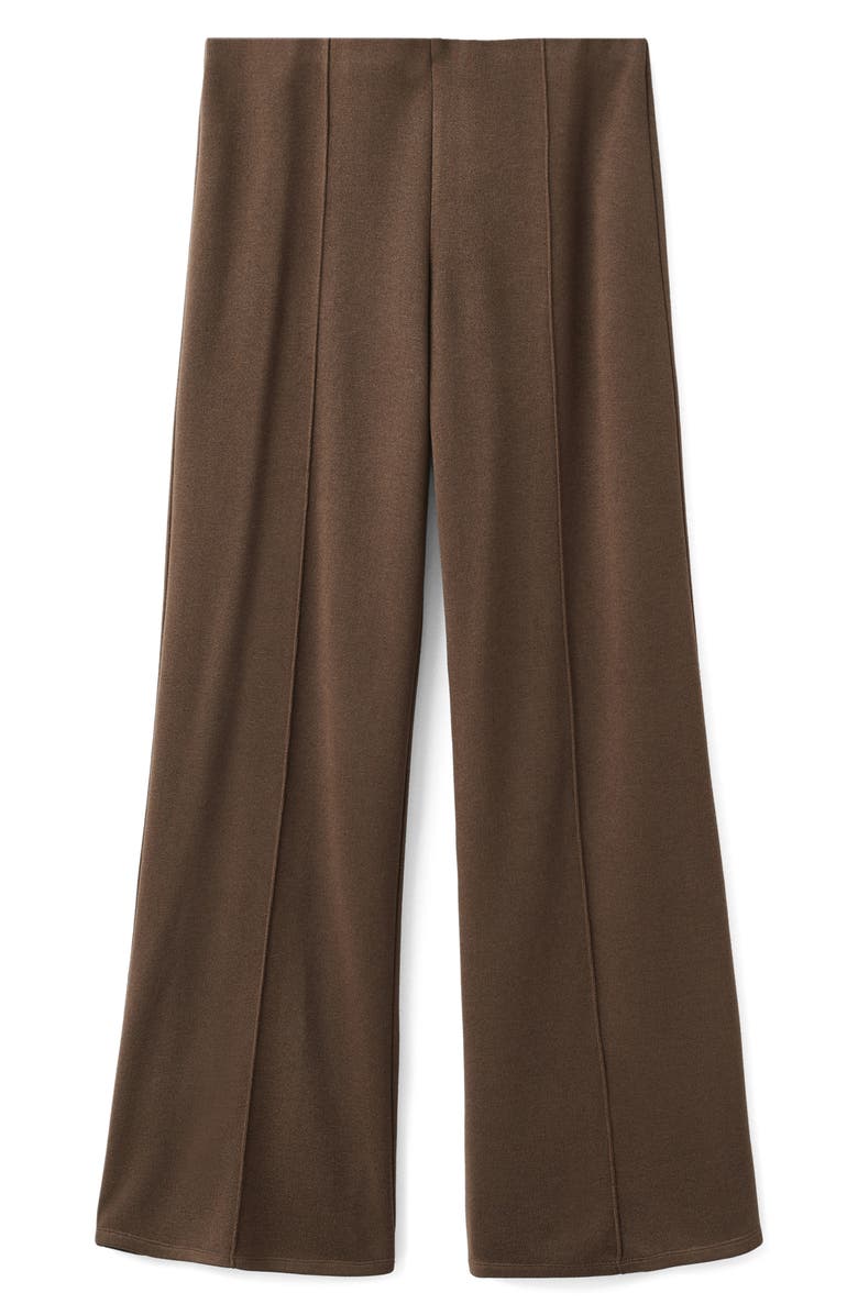 MANGO Pleated Wide Leg Pull-On Pants, Alternate, color, Brown