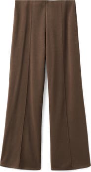 MANGO Pleated Wide Leg Pull-On Pants
