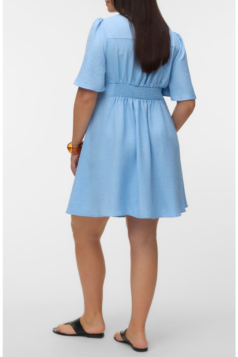 Short Sleeve Button Front Chambray Dress, Alternate, color, CHAMBRAY BLUE MELANGE