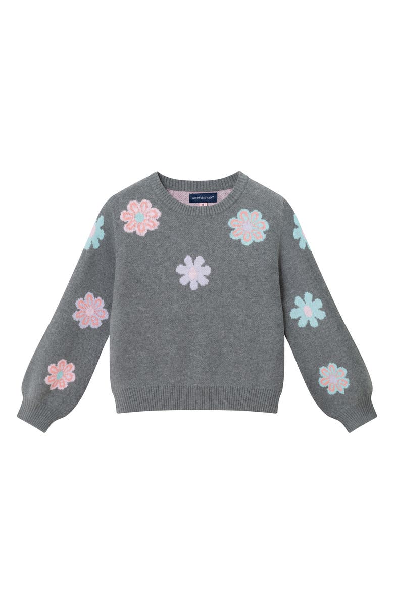 Andy & Evan Kids' Floral Sweater & Wide Leg Leggings Set, Alternate, color, Black Floral