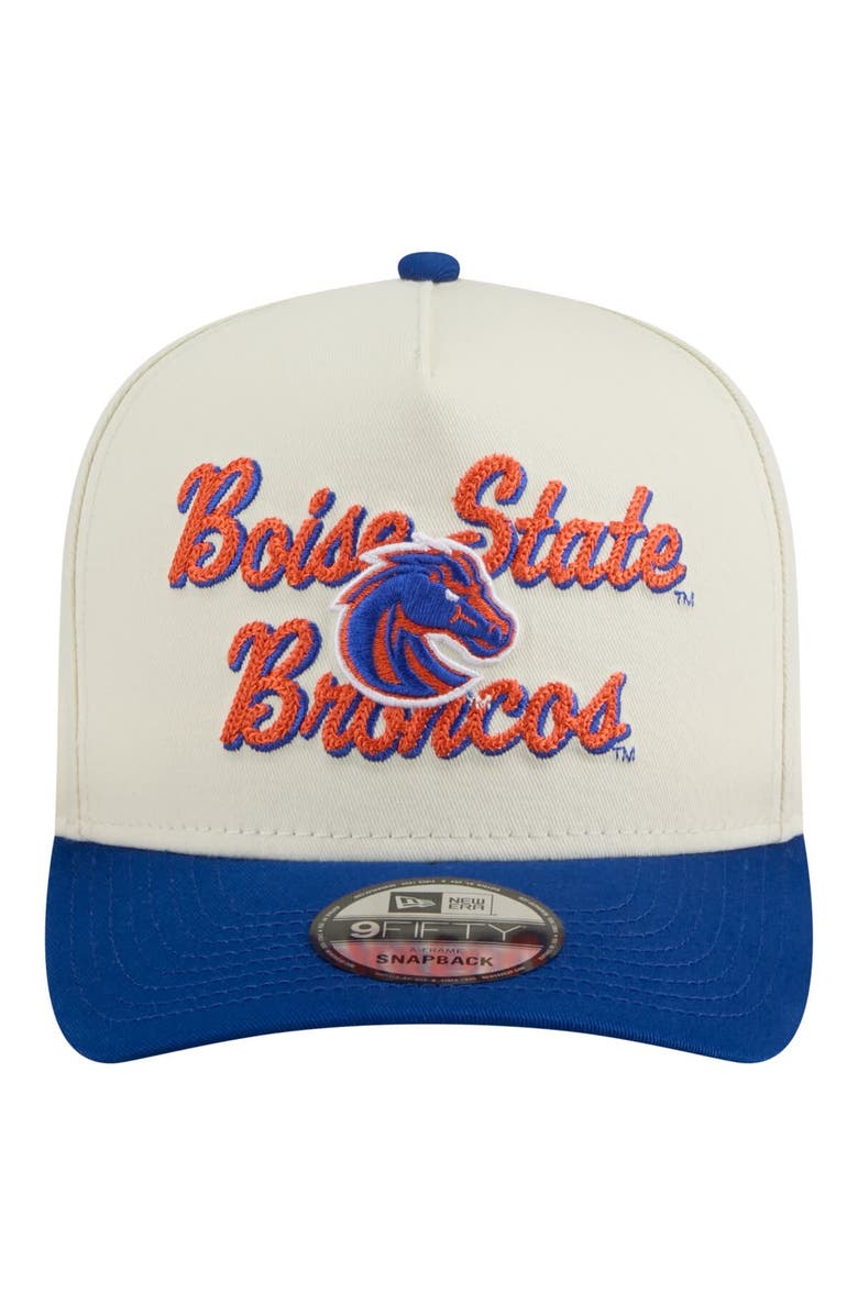 New Era Men's New Era Cream/Royal Boise State Broncos Vintage Chainstitch 9FIFTY A-Frame Snapback Hat, Alternate, color, Cream