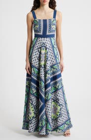 Eliza J Scarf Print Sleeveless Maxi Dress
