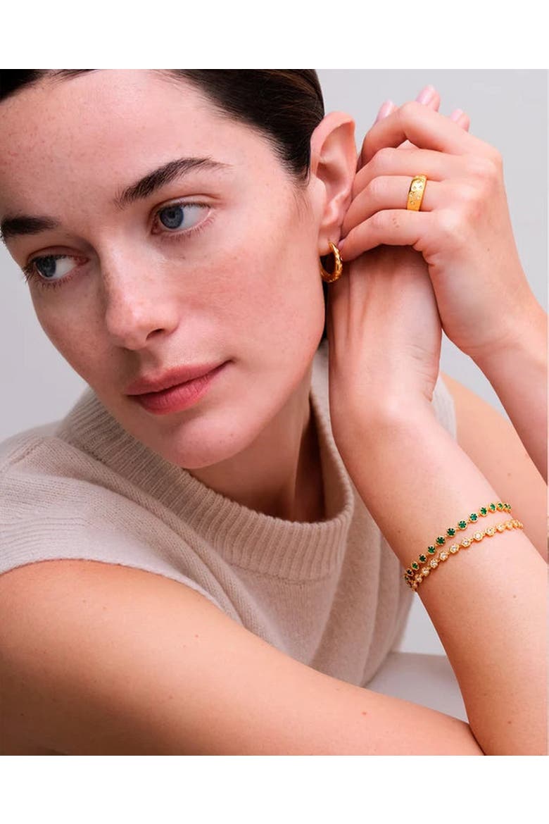 Gold White Sapphire Deco Tennis Bracelet, Alternate, color, White Sapphire