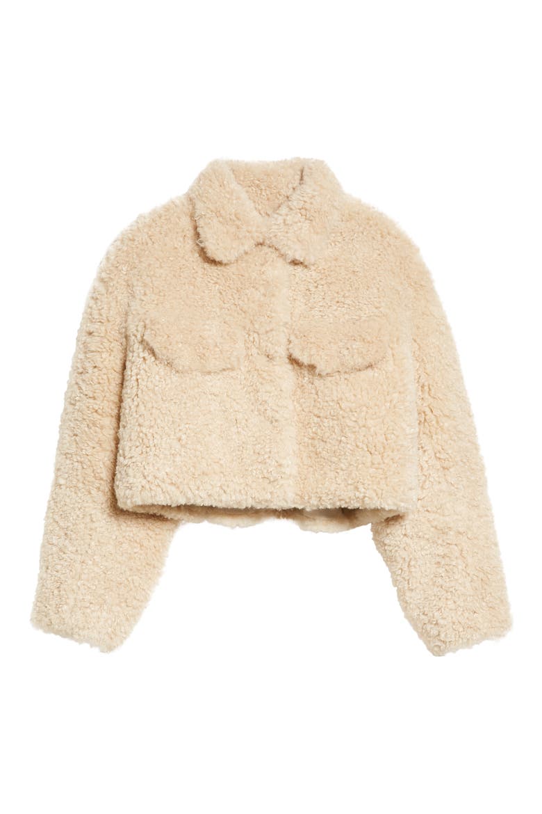 Fazia Crop Faux Shearling Jacket, Alternate, color, ECRU