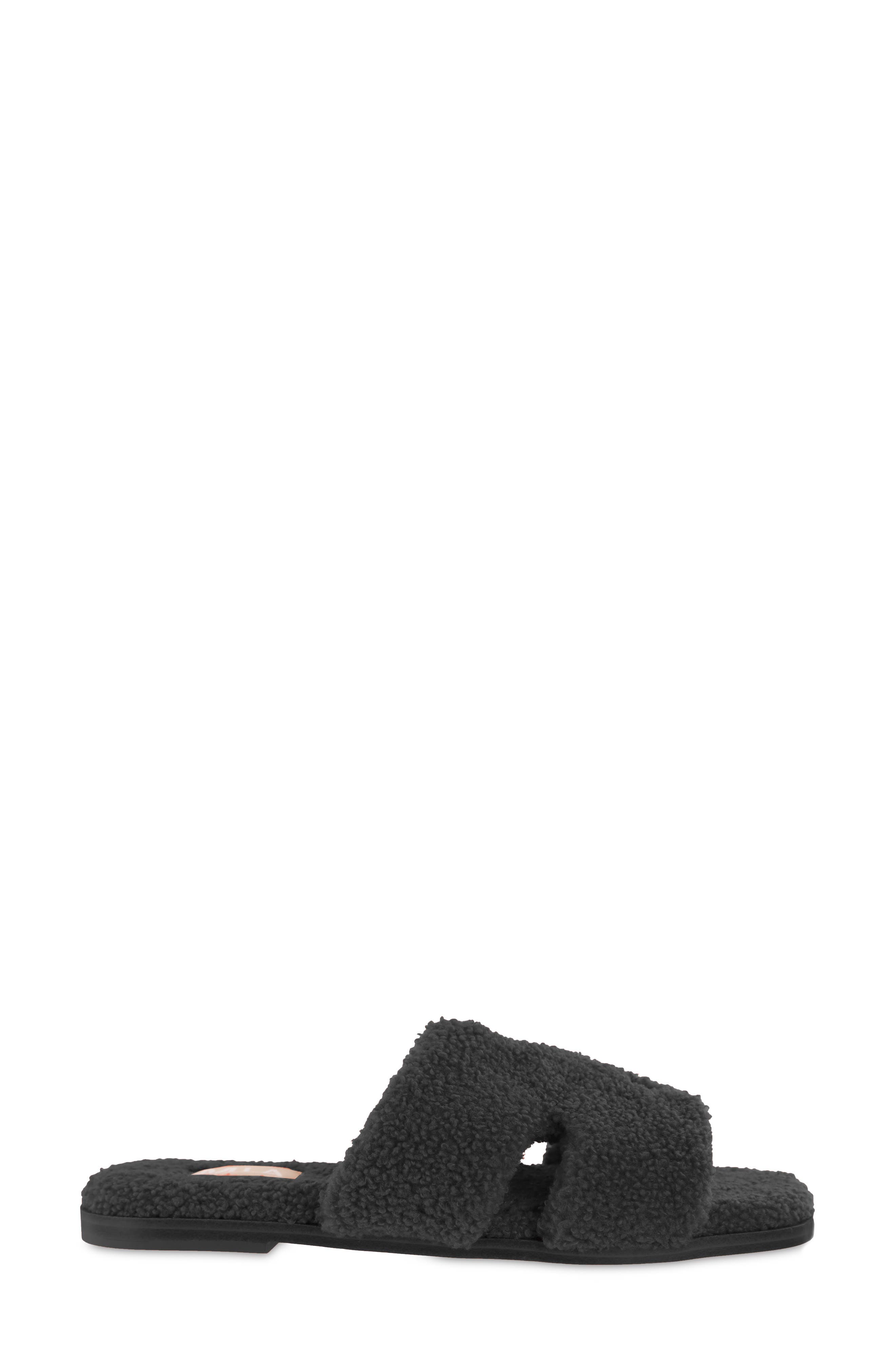 MIA Cosette Faux Shearling Sandal, Alternate, color, Black